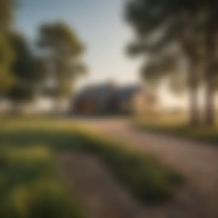 A scenic view of a rural property eligible for USDA loans, showcasing open fields and a modern home.