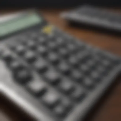 Calculator displaying financial figures