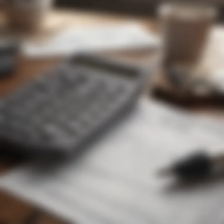 A calculator and tax forms on a table