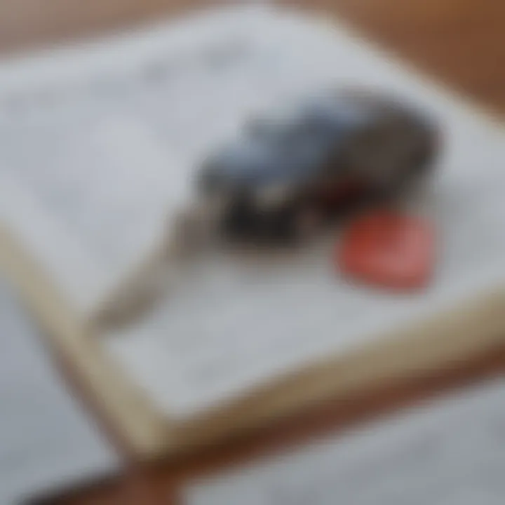 A close-up of a car key on a stack of loan papers