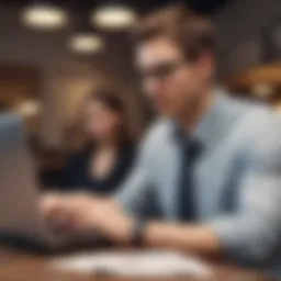 A young adult reviewing their credit report on a laptop, symbolizing credit building.