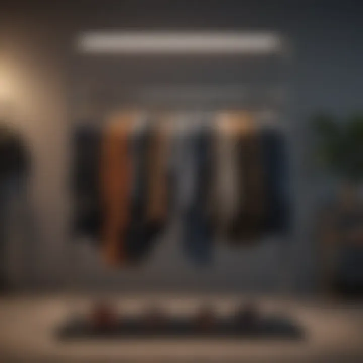 A stylish clothing rack filled with different outfits